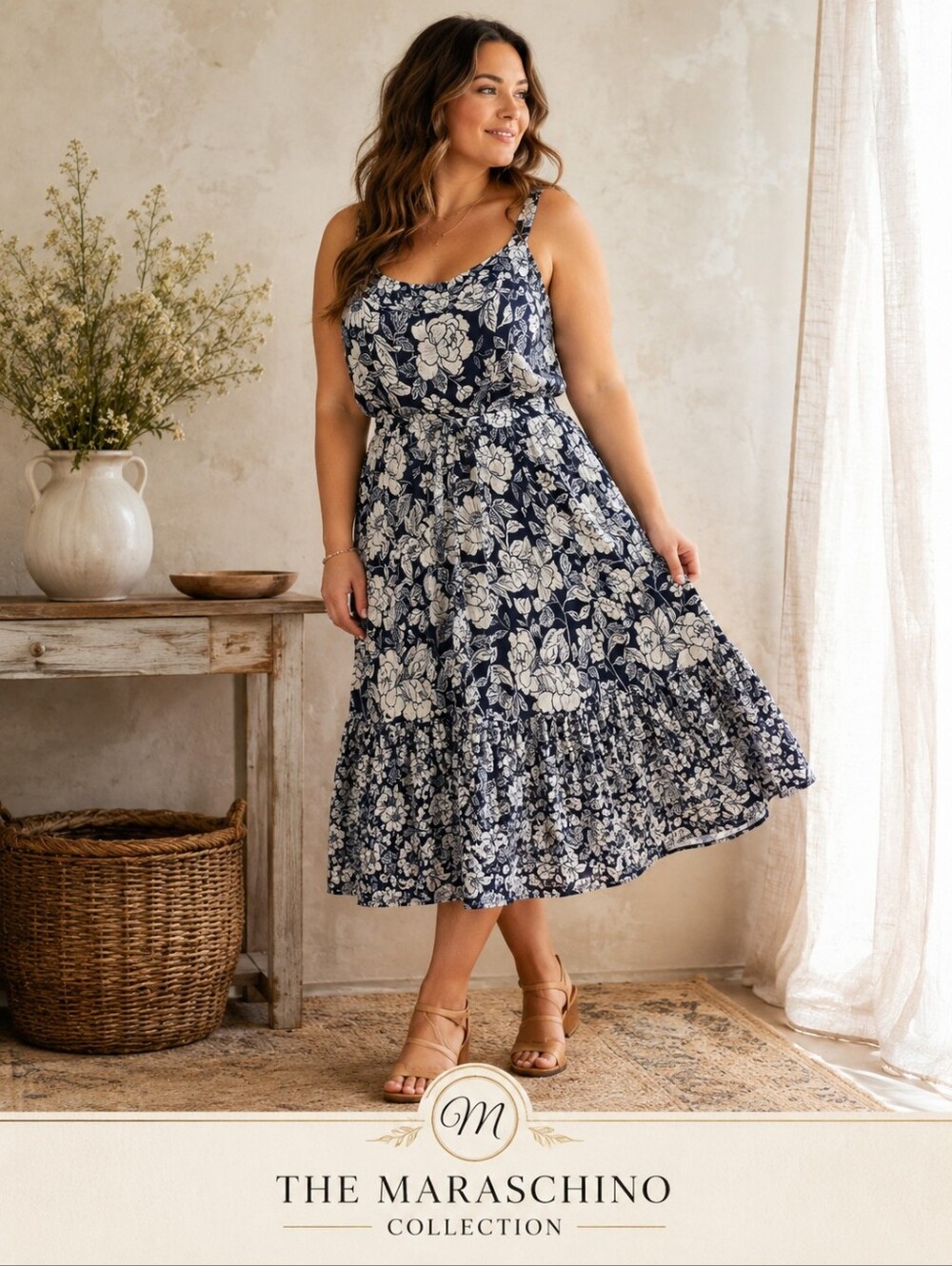 Lane Bryant Blue & White Cottagecore Midi Dress | Size 20